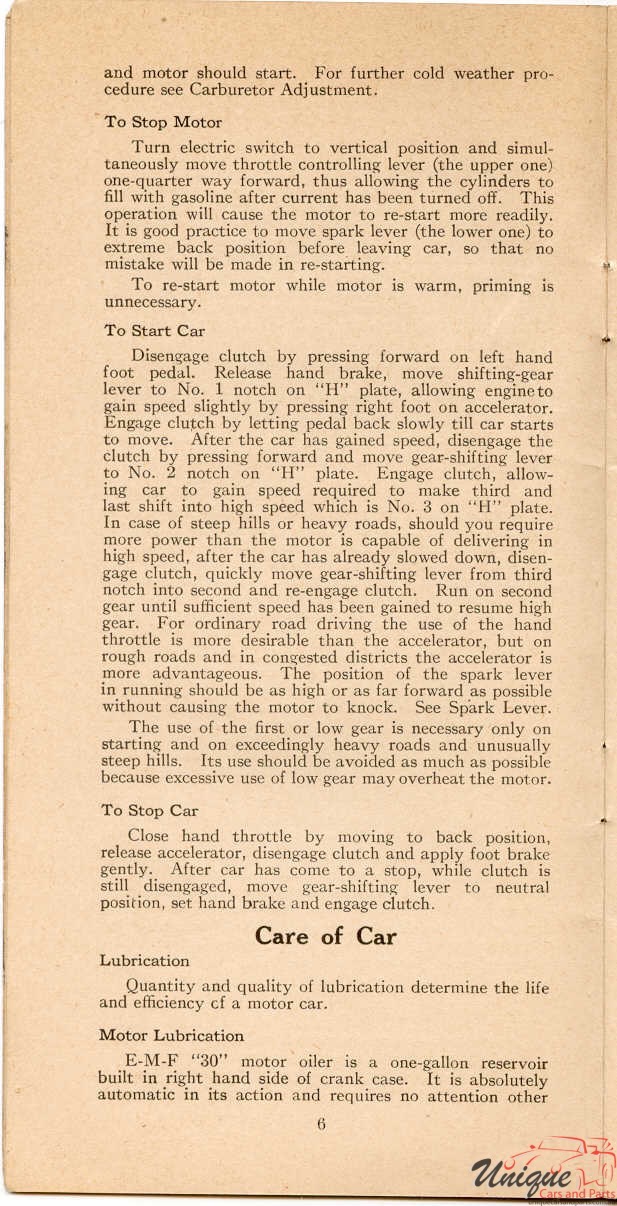 1911 Studebaker E-M-F 30 Operation Manual Page 12